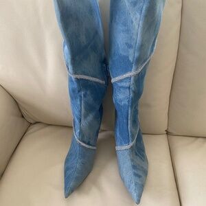 Denim boots with Rhinestones